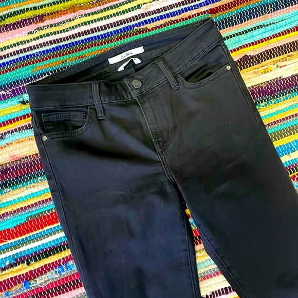 Sam Edelman The Kitten Black  Skinny  Ankle Jeans with Velvet Hemline-#1966 - Picture 1 of 15